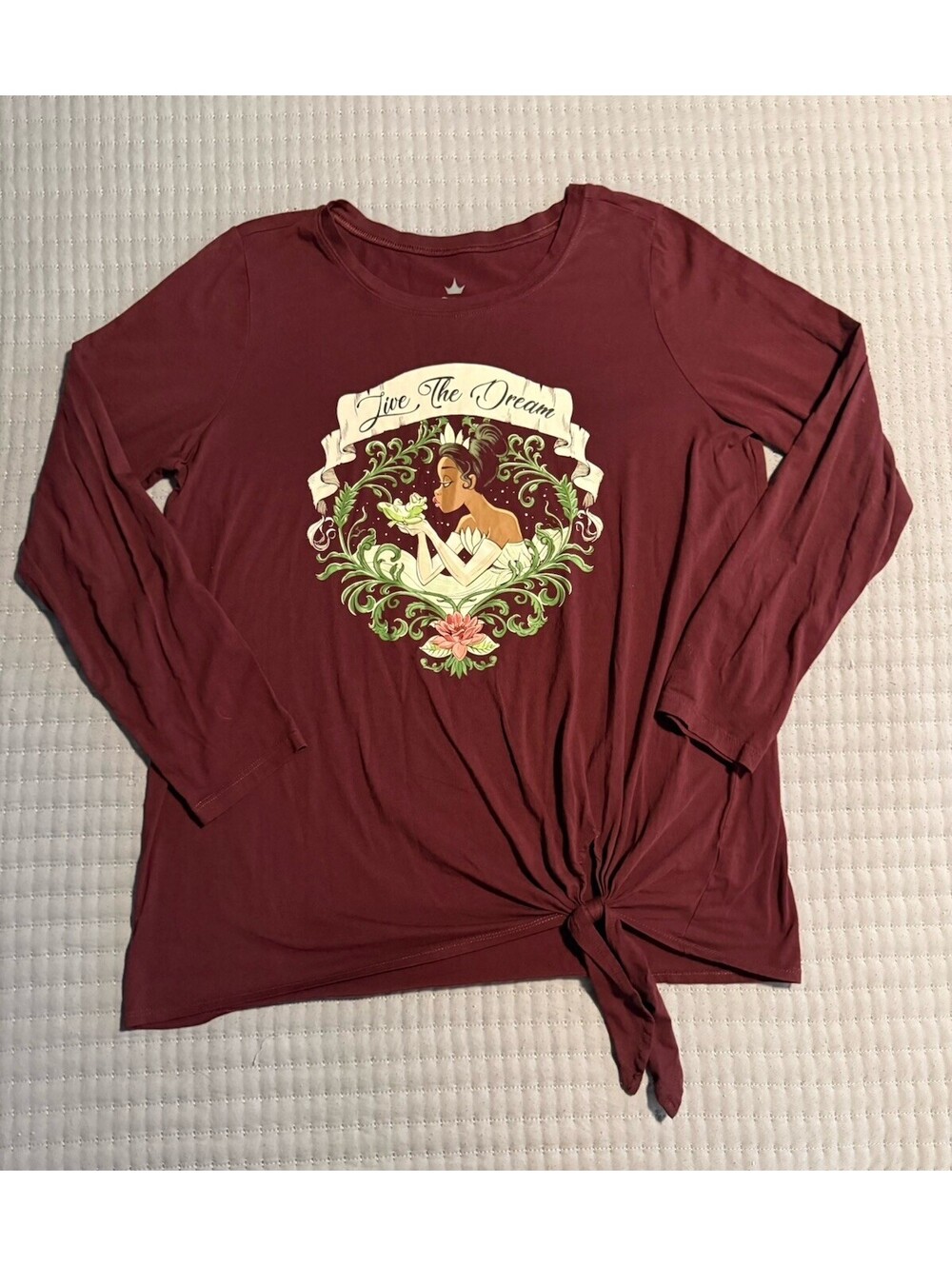 Torrid Disney Princess Frog Tiana Burgundy Purple Tie-Front Top SZ 1/1X
